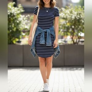 Charlotte Russe | T Shirt Ribbed Striped Dress Size S